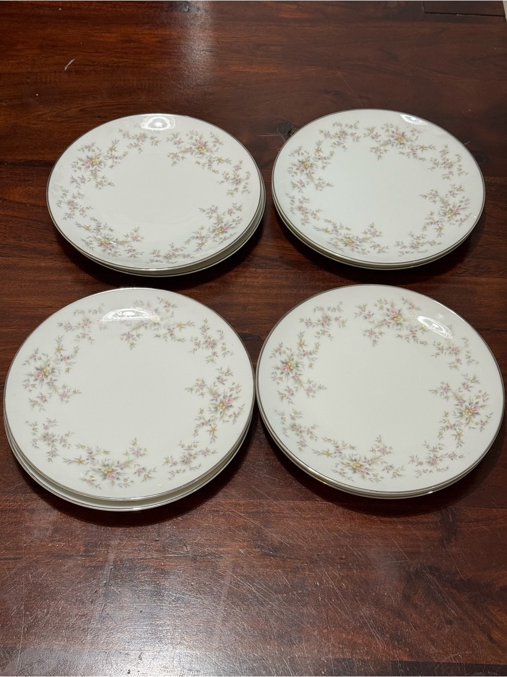 Noritake China Japan 5802 Arlene Porcelain Floral Dinner Plates - Set of 8
